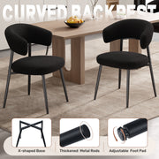 Hawsaiy Dining Chairs Set of 2/4/6, Mid Century Modern Boucle Upholstered Dining Chairs with Curved Backrest, Kitchen Dining Room Chairs with Black Metal Legs