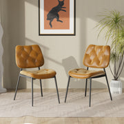 Hawsaiy Dining Chairs Set of 2, Mid Century Modern Upholstered PU Leather Kitchen Dining Room Accent Chairs with Metal Legs,Bentwood Cushion Seat for Living Room,Bedrooms