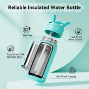 Hawsaiy 12oz Kids Water Bottle with Straw, Stainless Steel Insulated Toddler Water Bottle, Leak Proof BPA-Free Small Water Bottle for School Boys Girls