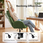 Hawsaiy Criss Cross Office Chair with Flip-Up Arms, Wide Seat Desk Chair with Adjustable Headrest, 135° Reclining Ergonomic Office Chair with Plush Fabric Cushion