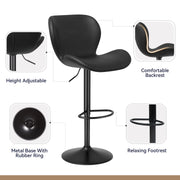 Nalupatio Swivel Bar Stools Set of 2,PU Leather Upholstered Barstools with Back & Footrest, Seat Adjustable Height 22.2-31IN Counter Height Bar Chairs for Bar Kitchen Island,Whiskey Brown