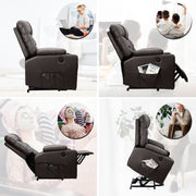 Hawsaiy PU Leather Power Lift Recliner with Massage and Heat for Elderly, Comfy Ergonomic Lounge Sofa Chair with Remote Control, 2 Cup Holders and Side Pockets