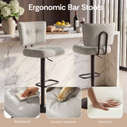 Hawsaiy Vintage Bar Stools Set of 2, Adjustable Swivel Counter Height Barstools, Tufted Faux Leather Kitchen Island Chairs with Footrest