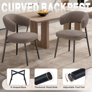 Hawsaiy Dining Chairs Set of 2/4/6, Mid Century Modern Boucle Upholstered Dining Chairs with Curved Backrest, Kitchen Dining Room Chairs with Black Metal Legs
