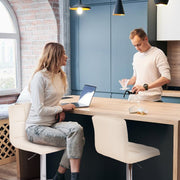 Hawsaiy Bar Stools Set of 2 Modern PU Leather Kitchen Counter Height Adjustable Swivel Barstool with Back
