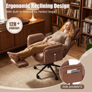 Hawsaiy Criss Cross Office Chair with Flip-Up Armrests and Headrest, 135° Reclining Executive Desk Chair with Side Pockets, Cross Legged Office Chair with Footrest & Wide Seat