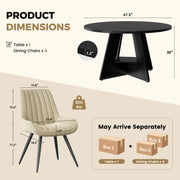 Hawsaiy 5 Piece Round Dining Table Set for 4, 47.3