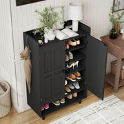 Hawsaiy Entrance Shoe Cabinet with Doors, 6-Tier Farmhouse Shoe Storage Organizer with Adjustable Shelves, Holds 18-24 Pairs, Entryway Shoe Rack Cabinet with Metal Legs