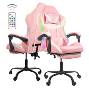 Hawsaiy Gaming Chair with LED Lights and Lumbar Support, Faux Leather High Back PC Gaming Chair