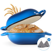 Hawsaiy 2 QT Oval Dutch Oven for Bread Baking, Enameled Cast Iron Bread Pot with Lid & Heat-Resistant Oven Mitts