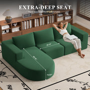 Luxanimarion Modular Sectional Sofa with L-Shape Chaise,Cloud Sectional Modern Sleeper Couch with Deep Seat,Sponge Compression Sofas No Assembly Required (Beige-Corduroy Fabric)