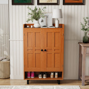Hawsaiy Entrance Shoe Cabinet with Doors, 6-Tier Farmhouse Shoe Storage Organizer with Adjustable Shelves, Holds 18-24 Pairs, Entryway Shoe Rack Cabinet with Metal Legs