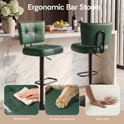 Hawsaiy Vintage Bar Stools Set of 2, Adjustable Swivel Counter Height Barstools, Tufted Faux Leather Kitchen Island Chairs with Footrest