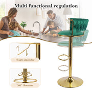 Hawsaiy Modern Velvet Bar Stool Set of 2/4 with Woven Back and Footrest for Kitchen, Bar, and Dining Spaces