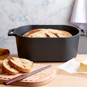 Hawsaiy 4.5QT Oval Cast Iron Dutch Oven with Skillet Lid, Plant Oil Coating, Nonstick Bread Baking Pot with Silicone & Cotton Oven Mitts, 2-in-1 Casserole for Baking, Stewing & Frying