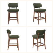 Hawsaiy Counter Height Bar Stools Set of 2/4, Mid Century Modern Boucle Barstools with Solid Wood Frame, Upholstered Kitchen Island Stools with Backrest & Footrest