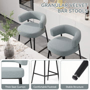 Hawsaiy Counter Height Bar Stools Set of 2, Pelletized Velvet Upholstered Modern Counter Stool,Low Back Barstools, Velvet Bar Chairs with Metal Legs,Beige