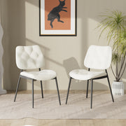 Hawsaiy Dining Chairs Set of 2, Mid Century Modern Upholstered PU Leather Kitchen Dining Room Accent Chairs with Metal Legs,Bentwood Cushion Seat for Living Room,Bedrooms