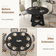 Hawsaiy 43.3-59 in Extendable Oval Dining Table for 4-6, Space-Saving Round Kitchen Table with Hidden Leaf Storage & Bottom Shelf for Small Space
