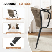Hawsaiy Rattan Dining Chairs Set of 2, Upholstered Cane Back Kitchen Chairs with Metal Legs & Throw Pillow, Mid Century Modern Farmhouse Dining Room Chairs