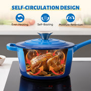 Hawsaiy 2 QT Cast Iron Sauce Pan with Lid, Enameled Cast Iron Saucepan with Solid Stainless Steel Knob, Even Heating & Self-Basting, Oven Safe up to 500℉, Compatible with All Stovetops