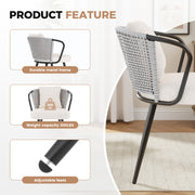 Hawsaiy Rattan Dining Chairs Set of 2, Upholstered Cane Back Kitchen Chairs with Metal Legs & Throw Pillow, Mid Century Modern Farmhouse Dining Room Chairs