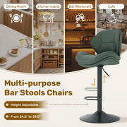 Hawsaiy Swivel Bar Stools Set of 2/4, Adjustable Height Faux Leather Bar Stools with Back, Double-Layer Upholstered Counter Height Bar Chairs for Kitchen Island