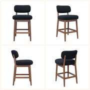 Hawsaiy Counter Height Bar Stools Set of 2/4, Mid Century Modern Boucle Barstools with Solid Wood Frame, Upholstered Kitchen Island Stools with Backrest & Footrest