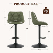 Hawsaiy Bar Stools Set of 2/4, Adjustable Swivel Counter Height Bar Stools with Back, Upholstered Modern Barstools with Diamond Stitching
