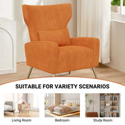 Nalupatio Velvet Fabric Upholstered Reading Comfy Mid Century Modern Armchair with Metal Legs and Spring Support, Accent Chair for Living Room,Beige