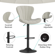 Hawsaiy Adjustable Upholstered Bar Stools Set of 2/4,Modern Counter Height Swivel Bar Chairs with High Backrest, Faux Leather Padded Seat for Kitchen Island