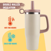 Hawsaiy 32/40 oz Stainless Steel Tumbler with Handle, Double Wall Vacuum Insulated for Fitness, Office, Car