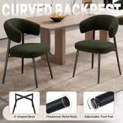 Hawsaiy Dining Chairs Set of 2/4/6, Mid Century Modern Boucle Upholstered Dining Chairs with Curved Backrest, Kitchen Dining Room Chairs with Black Metal Legs