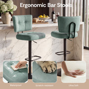 Hawsaiy Vintage Bar Stools Set of 2, Adjustable Swivel Counter Height Barstools, Tufted Faux Leather Kitchen Island Chairs with Footrest