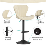 Hawsaiy Adjustable Upholstered Bar Stools Set of 2/4,Modern Counter Height Swivel Bar Chairs with High Backrest, Faux Leather Padded Seat for Kitchen Island