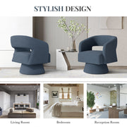 Hawsaiy Swivel Barrel Accent Chair Set of 1/2, Linen Fabric Upholstered Armchair with Wood Frame & Spring Support,Modern Comfy Lounge Sofa Chair with Round Back for Reading Living Room Bedroom