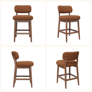 Hawsaiy Counter Height Bar Stools Set of 2/4, Mid Century Modern Boucle Barstools with Solid Wood Frame, Upholstered Kitchen Island Stools with Backrest & Footrest