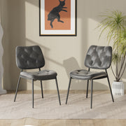 Hawsaiy Dining Chairs Set of 2, Mid Century Modern Upholstered PU Leather Kitchen Dining Room Accent Chairs with Metal Legs,Bentwood Cushion Seat for Living Room,Bedrooms