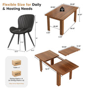 Hawsaiy Extendable Dining Table Set for 4, Shell Back Upholstered Dining Chairs, Farmhouse Kitchen Dining Room Set, Hidden Leaf Dining Table Seats 6-8