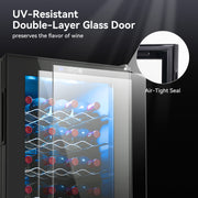 Hawsaiy 32 Bottle Wine Cooler,Digital Temperature Control Wine Refrigerator with Interior LED Light, Glass Door