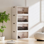 Hawsaiy 4-Tier Foldable Plastic Storage Cabinet with Lids, Stackable Bins with Wheels for Home & Office