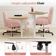 Hawsaiy Criss Cross Office Chair with Footrest, Oversized Sherpa Cross Legged Desk Chair, Height Adjustable Swivel Vanity Chair for Home Office Bedroom