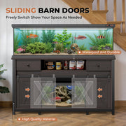 Hawsaiy  Fish Tank Stand with Power Outlet, Fits Up to 100 Gallon Aquarium, 800 lbs Capacity, Sliding Barn Doors, Adjustable Shelves, Storage for Fish Supplies, ETL Certified, Brown