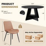 Hawsaiy 5 Piece Round Dining Table Set for 4, 47.3