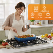 Hawsaiy Rectangular Enamel Dutch Oven with Ergonomic Binaural Handles, Perfect for All Stovetops and Oven Cooking