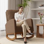 Nalupatio Rocking Chair Nursery, Reading Chair, Glider Accent Chair, Rocking Accent Chair with Wood Legs for Living Room, Bedroom Brown Coffee