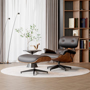 Nalupatio Lounge Chair with Ottoman, Comfy Recliner with Wide Armrest, Mid Century Modern Accent Chair with Heavy Duty Base Support for Living Room Bedroom Office (Top PU Leather)