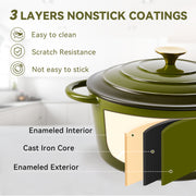 Hawsaiy 6QT Enameled Cast Iron Dutch Oven, Non-Stick, Dual Handles, with Lid for Baking & Cooking