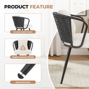 Hawsaiy Rattan Dining Chairs Set of 2, Upholstered Cane Back Kitchen Chairs with Metal Legs & Throw Pillow, Mid Century Modern Farmhouse Dining Room Chairs