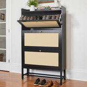 Hawsaiy Slim Entryway Shoe Storage Cabinet with 2/3 Flip Drawers, Narrow Freestanding Shoe Organizer Holds 16–20 Pairs, Space-Saving Wooden Shoe Rack for Hallway, Foyer